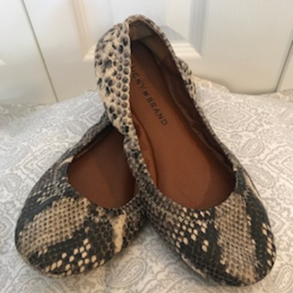 Lucky Brand Erin Ballet Snake Skin Flats